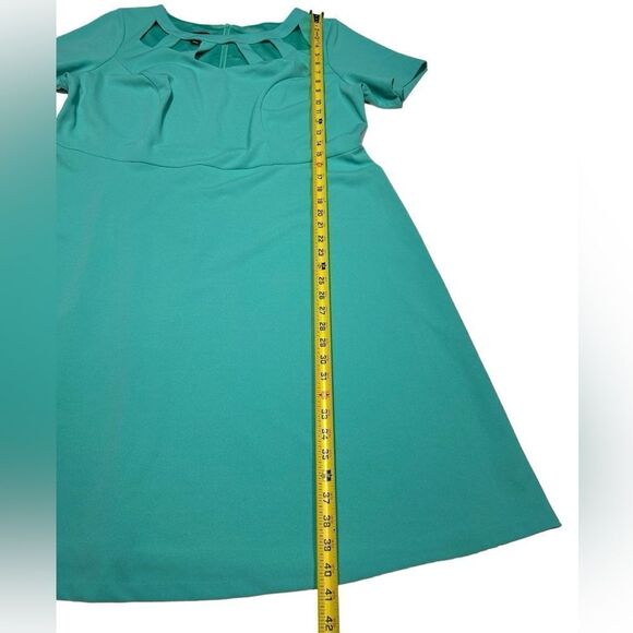NWT Alyx Teal Short Sleeve Mini Dress Light Blue Chest Cutout Circle Dress - Picture 8 of 8